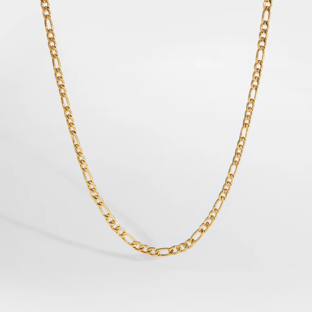 18K Gold Plated Figaro Chain Necklace*Unisex Necklace*Men’s Minimalist 18” *ZX